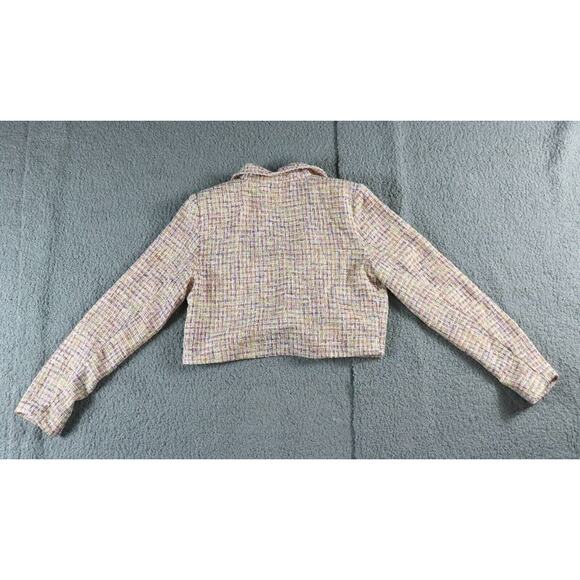 New Lovers and Friends Womens M Pink Rainbow Cropped Jacket Revolve Button Up - Picture 2 of 8